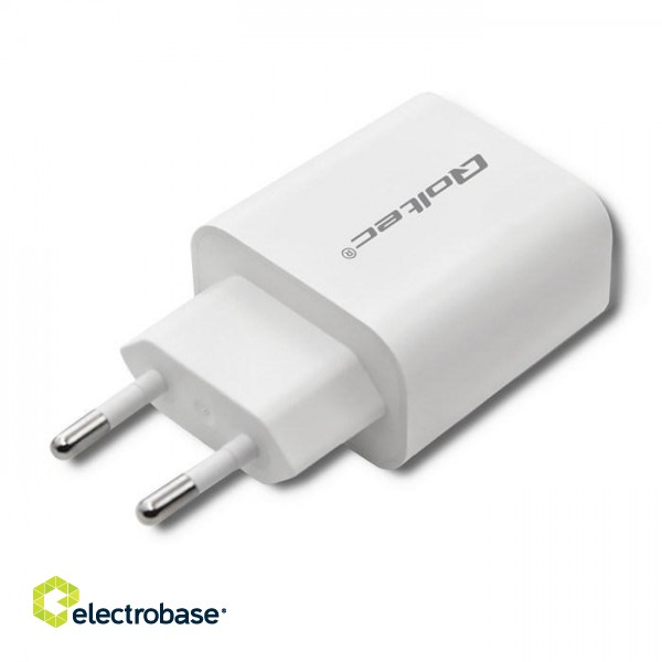 Qoltec 51714 Charger | 18W | 5-12V | 1.5-3A | USB type C PD | USB QC 3.0 | White image 7