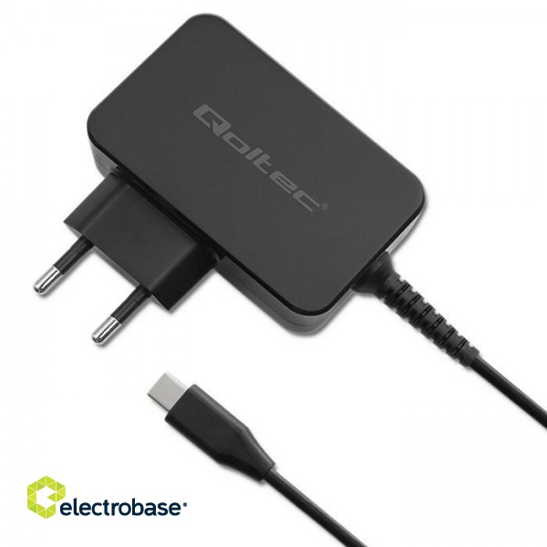 Qoltec 52385 GaN POWER PRO charger | 1xUSB-C | 45W | 5-20V | 2.25-3A | Black image 9