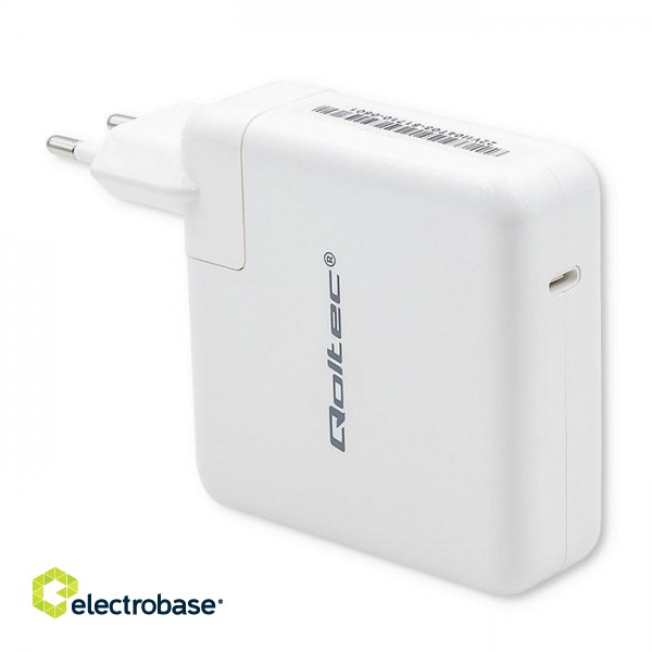 Qoltec 96W FAST Wall Charger | 5-20V | 3- 4.7A | USB C PD | White