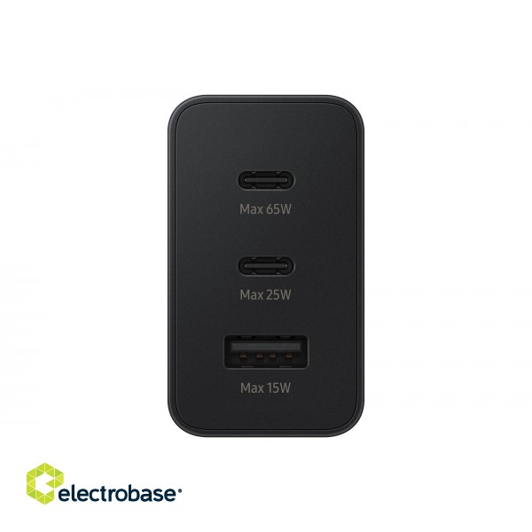 Power charger SAMSUNG Trio EP-T6530 65W PD 1x USB-A, 2x USB-C (EP-T6530NBEGEU) Black paveikslėlis 4