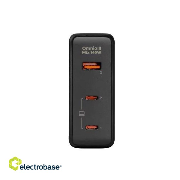 Wall charger AUKEY PA-B7O Omnia II GaN 2xUSB-C 1xUSB-A PD 3.1 PPS 140W EU/US/UK paveikslėlis 3