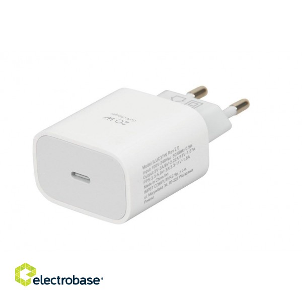 Wall charger iBOX C-37 GaN PD20W, white paveikslėlis 3