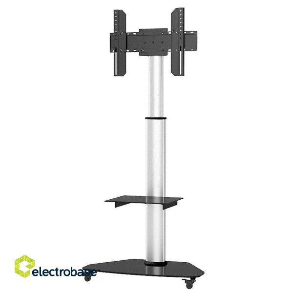 Techly Floor Stand with Shelf Trolley TV LCD/LED/Plasma 37-70" Silver image 1
