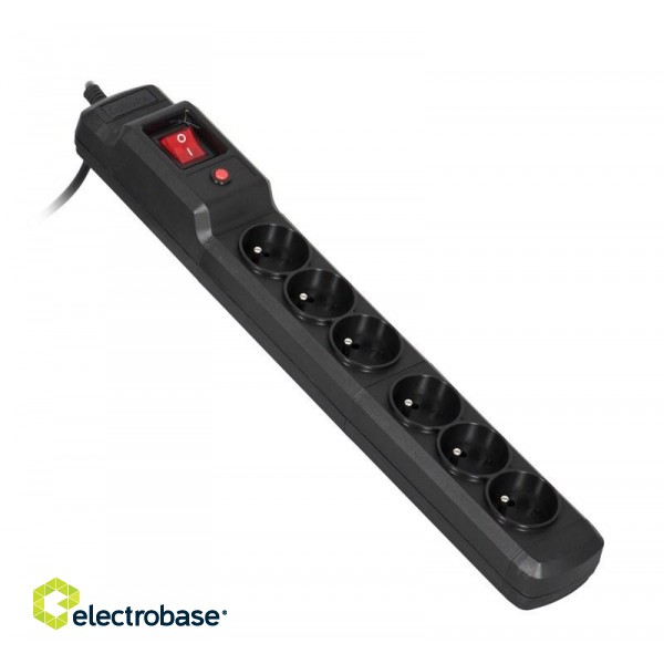 Activejet COMBO 6GN 3M black power strip with cord image 1
