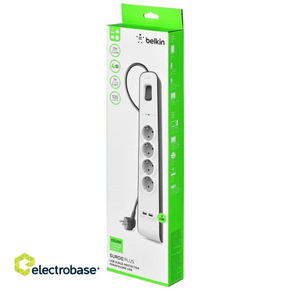 Belkin BSV401VF2M surge protector White 4 AC outlet(s) 2 m image 7