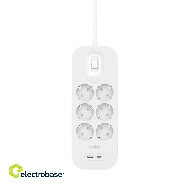Belkin Connect White 6 AC outlet(s) 2 m paveikslėlis 2