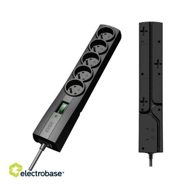 Ever T/LZ09-CLA050/0000 Surge protector Power strip Black 5 sockets