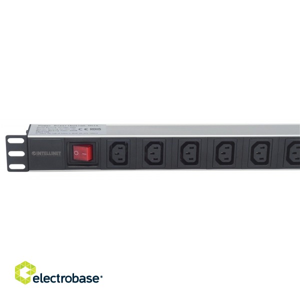 Intellinet 19" 1U Rackmount 8-Output C13 Power Distribution Unit (PDU), With Removable Power Cable and Rear C14 Input paveikslėlis 4