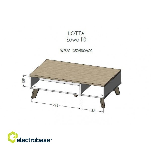 Cama LOTTA 110 coffe table white/sonoma oak paveikslėlis 4