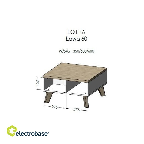 Cama LOTTA 60 coffee table white/sonoma oak paveikslėlis 2