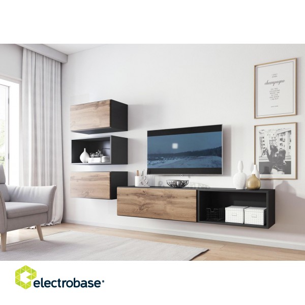 Cama living room furniture set ROCO 4 (RO1+2xRO3+2xRO4) antracite/wotan oak фото 1