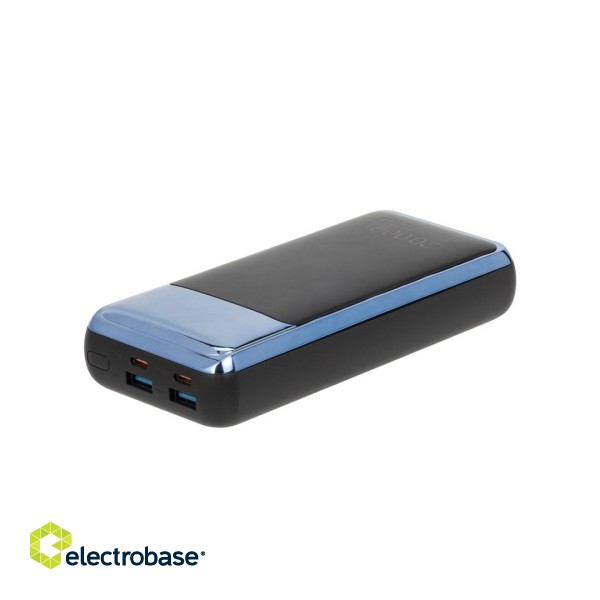 Powerbank  RIVACASE for laptop, tablet, smartphone 20.000 mAh USB-C 45W (2x we/wy USB-C PD 45W, 2x USB-A QC 3.0 22W, LCD, black) image 3