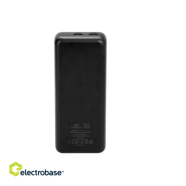 Powerbank  RIVACASE for laptop, tablet, smartphone 30.000 mAh USB-C 65W (2x we/wy USB-C PD 65W, 2x USB-A QC 3.0 22W, LCD, black) image 4
