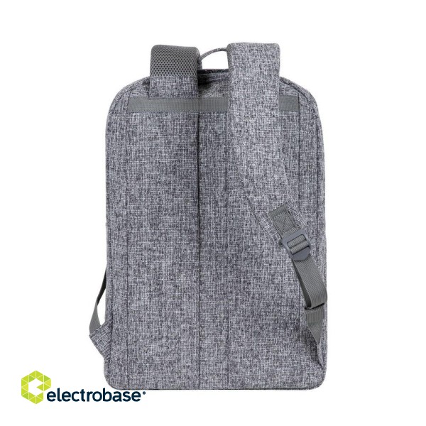 RIVACASE Anvik 15.6" laptop backpack, 15L, gray, waterproof fabric, pockets for 10.5" tablet, smartphone, documents, accessories, bottle image 5