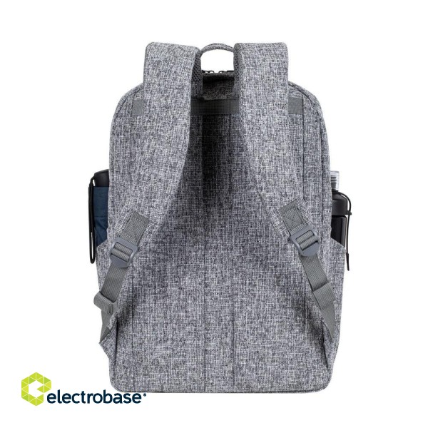 RIVACASE Anvik 15.6" laptop backpack, 15L, gray, waterproof fabric, pockets for 10.5" tablet, smartphone, documents, accessories, bottle image 7