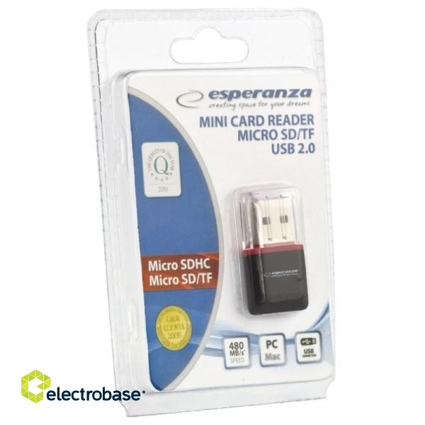Esperanza EA134K card reader Black,Silver,Transparent USB 2.0 paveikslėlis 2