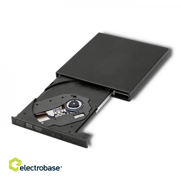 Qoltec 51858 External DVD-RW recorder |USB 2.0|Black paveikslėlis 2