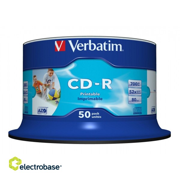 Verbatim CD-R AZO Wide Inkjet Printable no ID 700 MB 50 pc(s) image 4