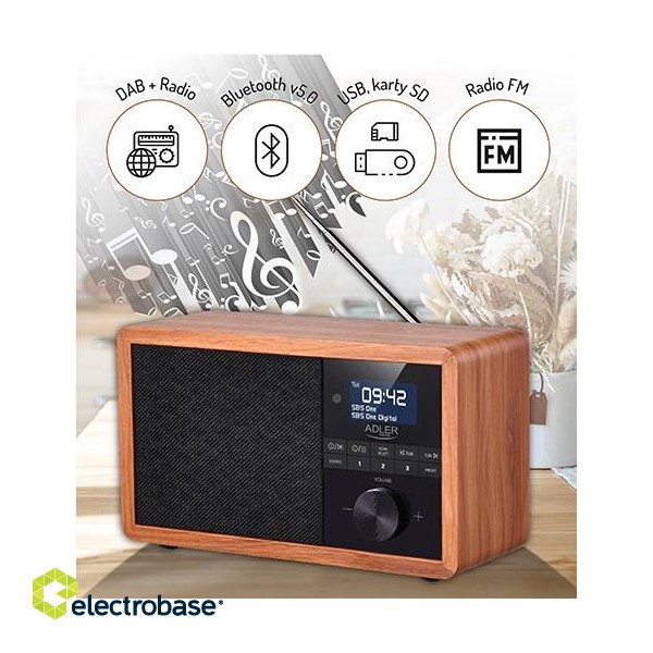 Adler AD 1184 radio Portable Digital Black, Wood image 1