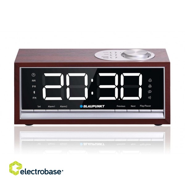 BLAUPUNKT CR60BT Bluetooth Radio Alarm Clock, brown wood image 2