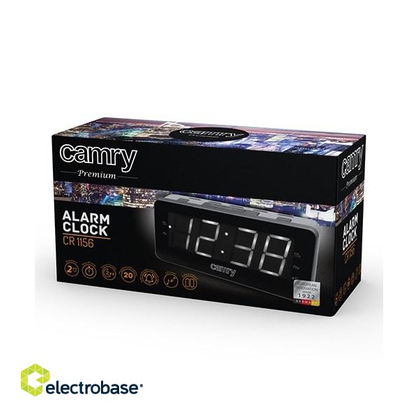 Camry CR 1156 Digital alarm clock Black,Grey image 5