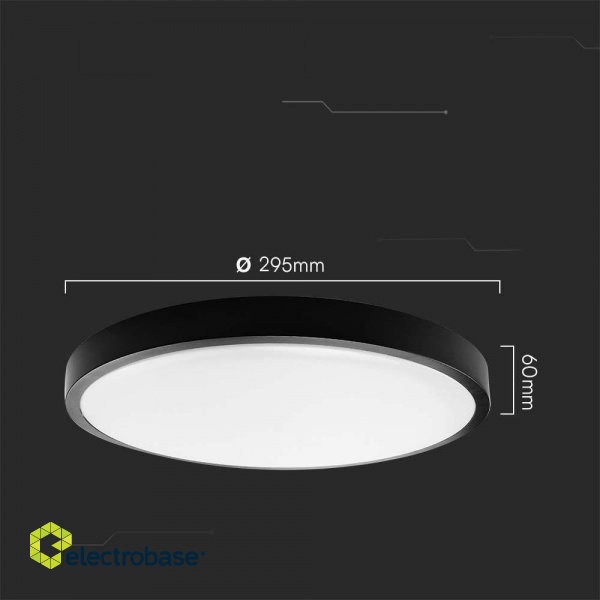 Plafond V-TAC VT-8618S surface-mounted 18W LED IP44 30cm motion detector 4000K 1830lm (SKU 76691) Black image 5