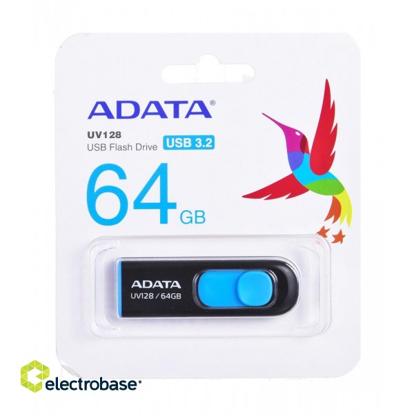 ADATA 64GB DashDrive UV128 USB flash drive USB Type-A 3.2 Gen 1 (3.1 Gen 1) Black,Blue image 2