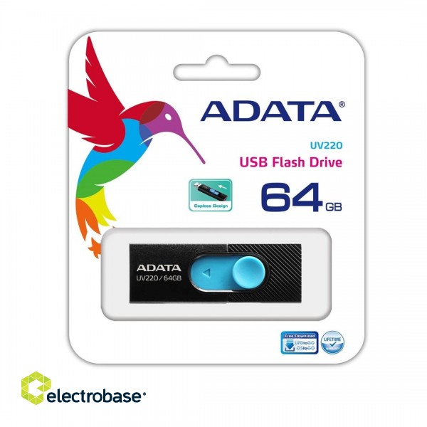 ADATA UV220 USB flash drive 64 GB USB Type-A 2.0 Black, Blue фото 2