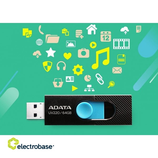 ADATA UV220 USB flash drive 64 GB USB Type-A 2.0 Black, Blue фото 3
