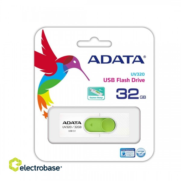 ADATA UV320 USB flash drive 32 GB USB Type-A 3.2 Gen 1 (3.1 Gen 1) Green, White paveikslėlis 3