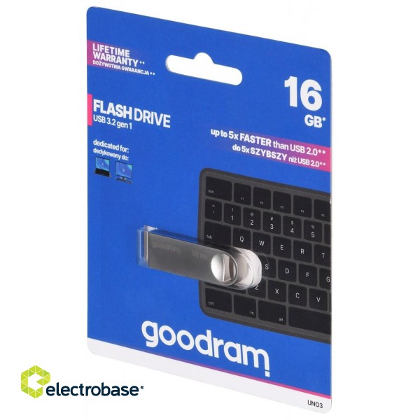 Goodram USB UNO3-0160S0R11 USB flash drive 16 GB USB Type-A 3.2 Gen 1 (3.1 Gen 1) Silver image 3