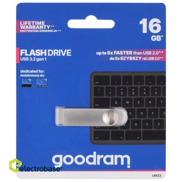 Goodram USB UNO3-0160S0R11 USB flash drive 16 GB USB Type-A 3.2 Gen 1 (3.1 Gen 1) Silver image 2