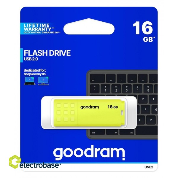 Goodram UME2 16GB USB flash drive USB Type-A 2.0 Yellow фото 5