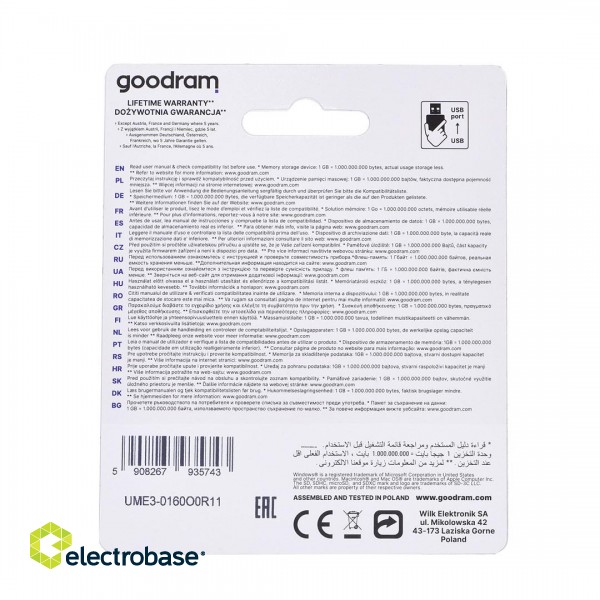 Goodram UME3-0160O0R1 USB flash drive 16 GB USB Type-A 3.2 Gen 1 (3.1 Gen 1) Orange фото 2