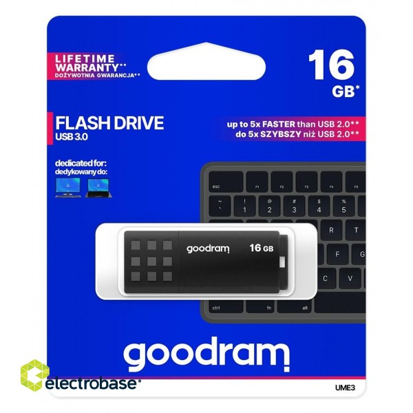 Goodram UME3 USB flash drive 16 GB USB Type-A 3.0 (3.1 Gen 1) Black paveikslėlis 5