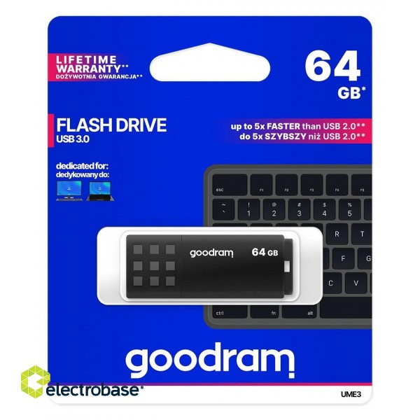 Goodram UME3 USB flash drive 64 GB USB Type-A 3.0 (3.1 Gen 1) Black paveikslėlis 5