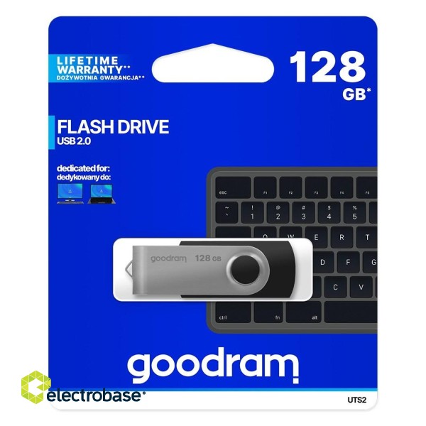 Goodram UTS2-1280K0R11 USB flash drive 128 GB USB Type-A 2.0 Black,Silver image 5