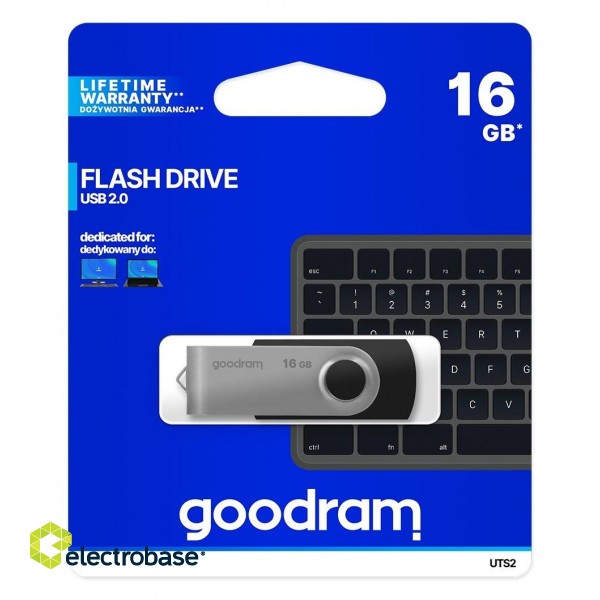 Goodram UTS2 USB flash drive 16 GB USB Type-A 2.0 Black,Silver paveikslėlis 5