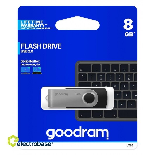 Goodram UTS2 USB flash drive 8 GB USB Type-A 2.0 Black,Silver image 5