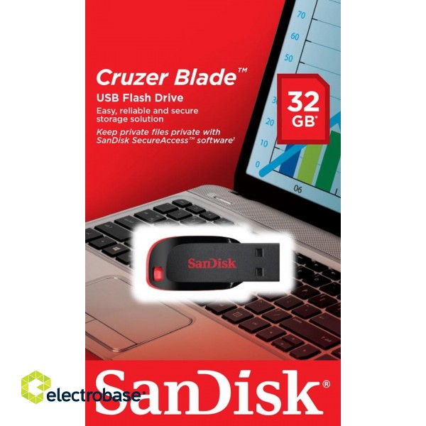 SanDisk Cruzer Blade USB flash drive 32 GB USB Type-A 2.0 Black, Red paveikslėlis 3