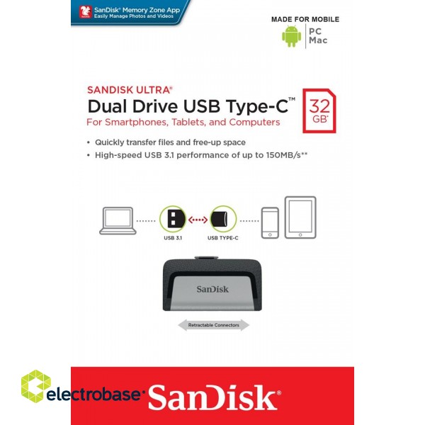 Sandisk Ultra Dual Drive USB Type-C USB flash drive 32 GB USB Type-A / USB Type-C 3.2 Gen 1 (3.1 Gen 1) Black,Silver image 10