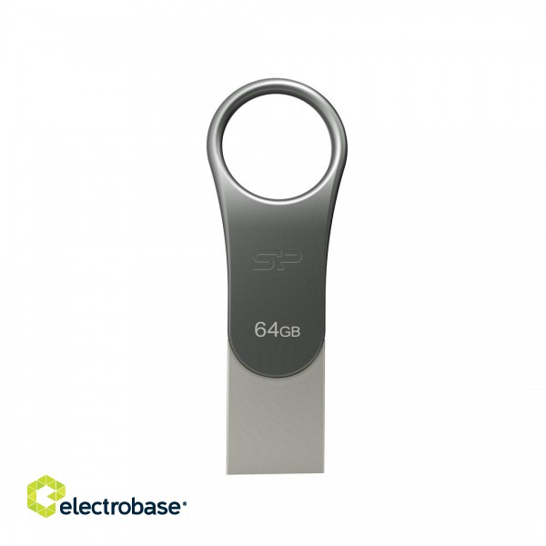 Silicon Power Mobile C80 USB flash drive 64 GB USB Type-A / USB Type-C 3.0 (3.1 Gen 1) Titanium image 3