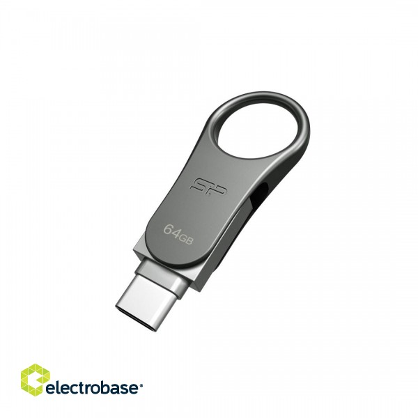 Silicon Power Mobile C80 USB flash drive 64 GB USB Type-A / USB Type-C 3.0 (3.1 Gen 1) Titanium image 4