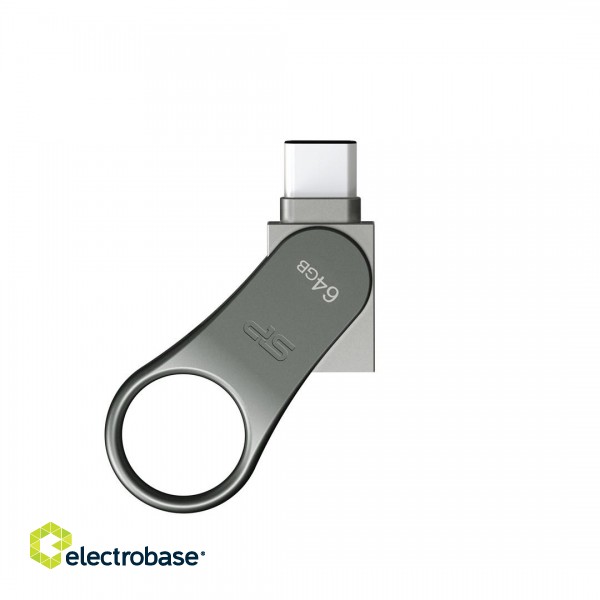 Silicon Power Mobile C80 USB flash drive 64 GB USB Type-A / USB Type-C 3.0 (3.1 Gen 1) Titanium фото 5
