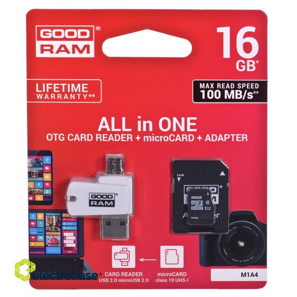 Goodram M1A4-0160R12 memory card 16 GB MicroSDHC Class 10 UHS-I image 1