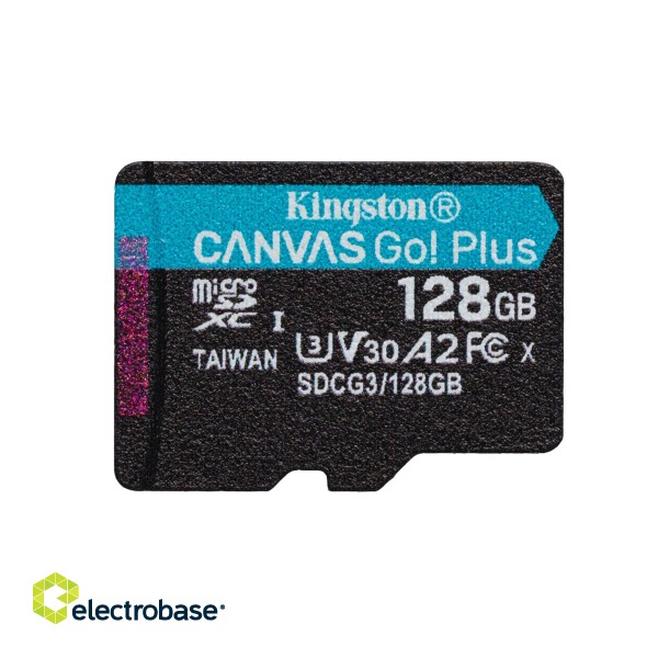 Kingston Technology 128GB microSDXC Canvas Go Plus 170R A2 U3 V30 Card + ADP image 3