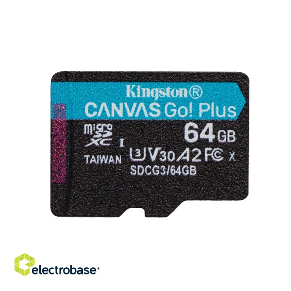 Kingston Technology 64GB microSDXC Canvas Go Plus 170R A2 U3 V30 Card + ADP image 3