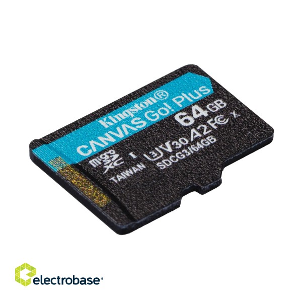 Kingston Technology 64GB microSDXC Canvas Go Plus 170R A2 U3 V30 Card + ADP фото 4