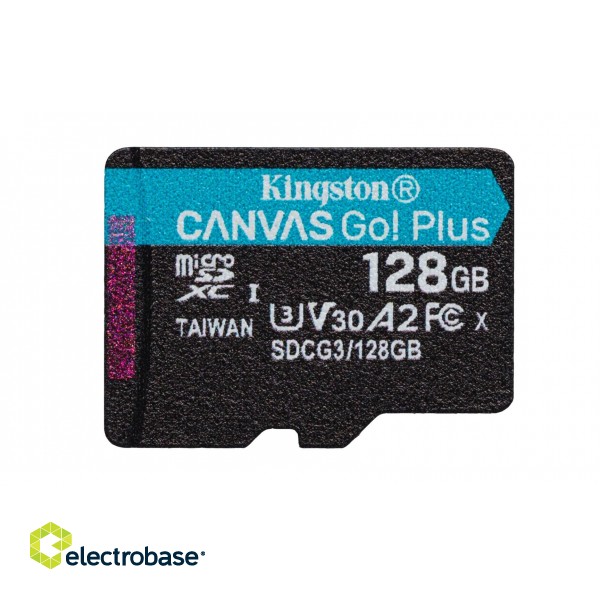 Kingston Technology 128GB microSDXC Canvas Go Plus 170R A2 U3 V30 Single Pack w/o ADP paveikslėlis 1