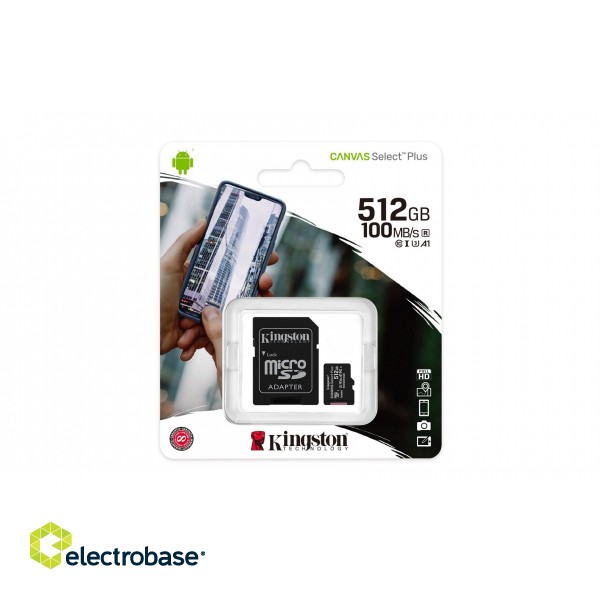Kingston Technology 512GB micSDXC Canvas Select Plus 100R A1 C10 Card + ADP фото 5